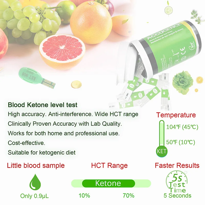 ACCUGENCE Blood Glucose Ketone Hemoglobin Uric Acid Test Strips Diabetes Gout HB Anemia for PM800 PM900 Multifunctional Monitor