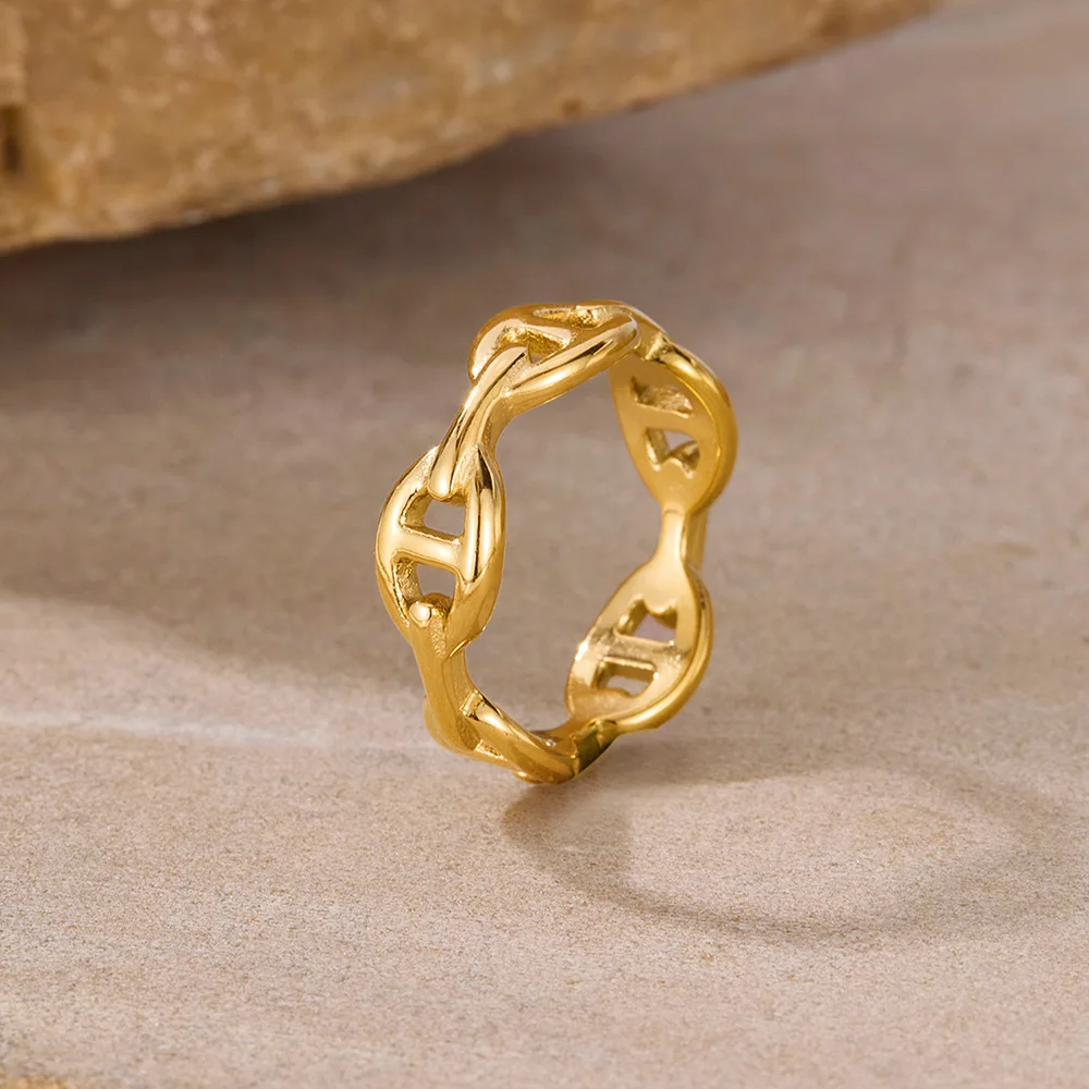 INS Style Personalized Ring Women's Stainless Steel Fashion Versatile Design Sense Hollow Geometric Titanium Steel Ring
