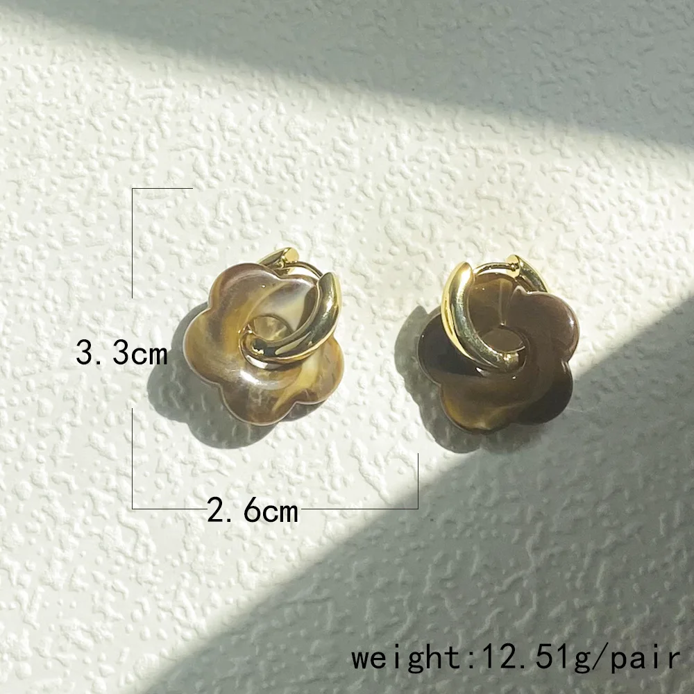 2024 New Multicolor Transparent Acrylic Resin Marbling Flower Drop Earrings for Women Gold Color Ear Buckle Fashion Jewelry