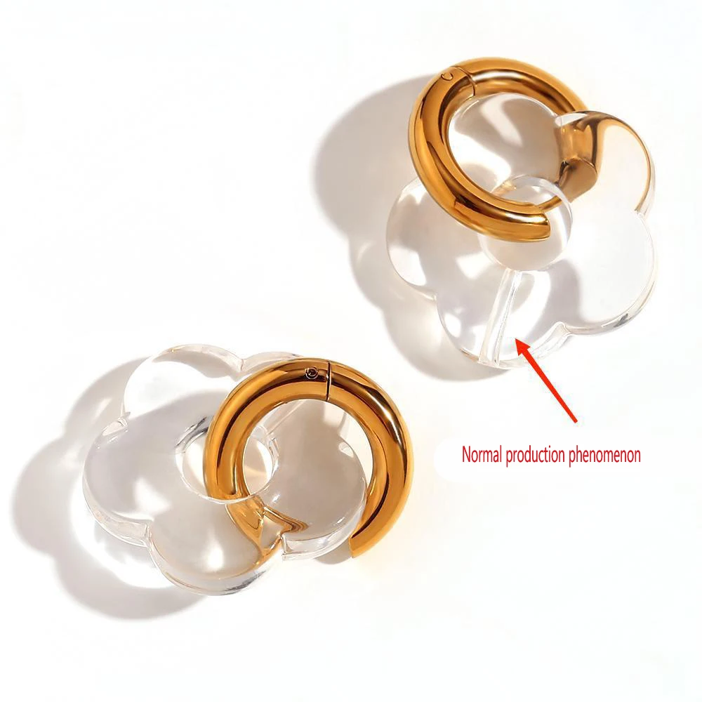 2024 New Multicolor Transparent Acrylic Resin Marbling Flower Drop Earrings for Women Gold Color Ear Buckle Fashion Jewelry
