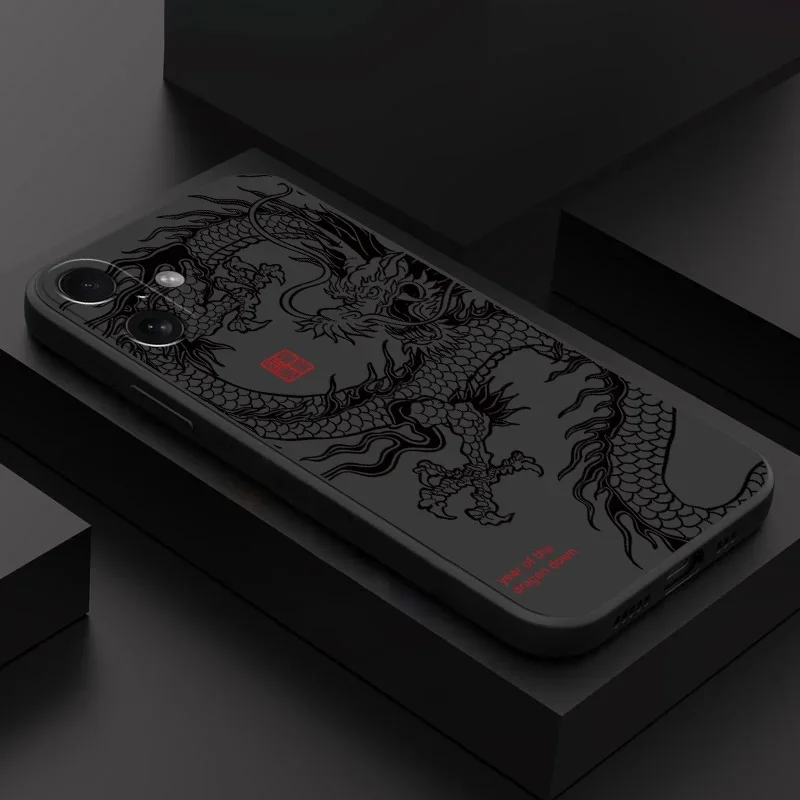 Fashion Chinese Dragon Phone Case For iPhone 18 17 16 15 11 12 14 13 Pro Max Mini X XS XR 7 Plus 17E Air Shockproof Cover Fundas