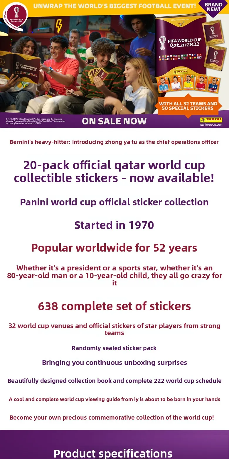 Genuine PANINI Road To FIFA World Cup Qatar 2022 Official Football Stickers Licensed Collectible Merchandise Album Refill Gift