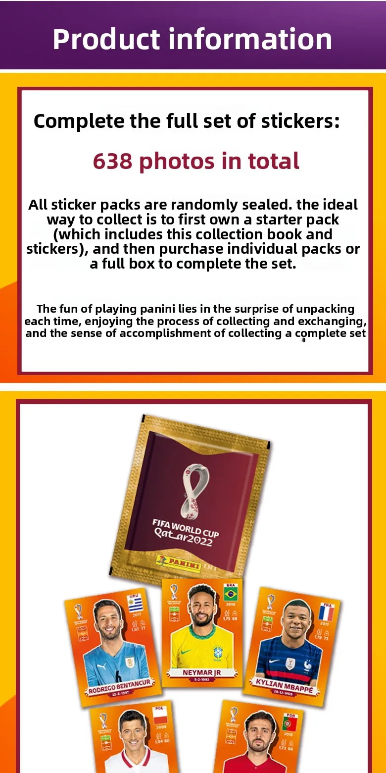 Genuine PANINI Road To FIFA World Cup Qatar 2022 Official Football Stickers Licensed Collectible Merchandise Album Refill Gift