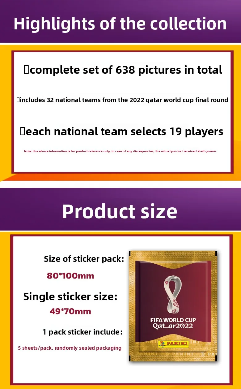 Genuine PANINI Road To FIFA World Cup Qatar 2022 Official Football Stickers Licensed Collectible Merchandise Album Refill Gift
