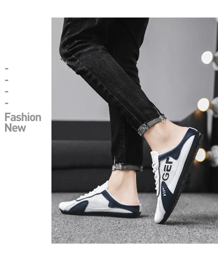 Men Slippers Trend Baotou Shoes for Men Summer Breathable Casual Shoe Vulcanized Flats Male Sneakers Half Slip-on Shoes