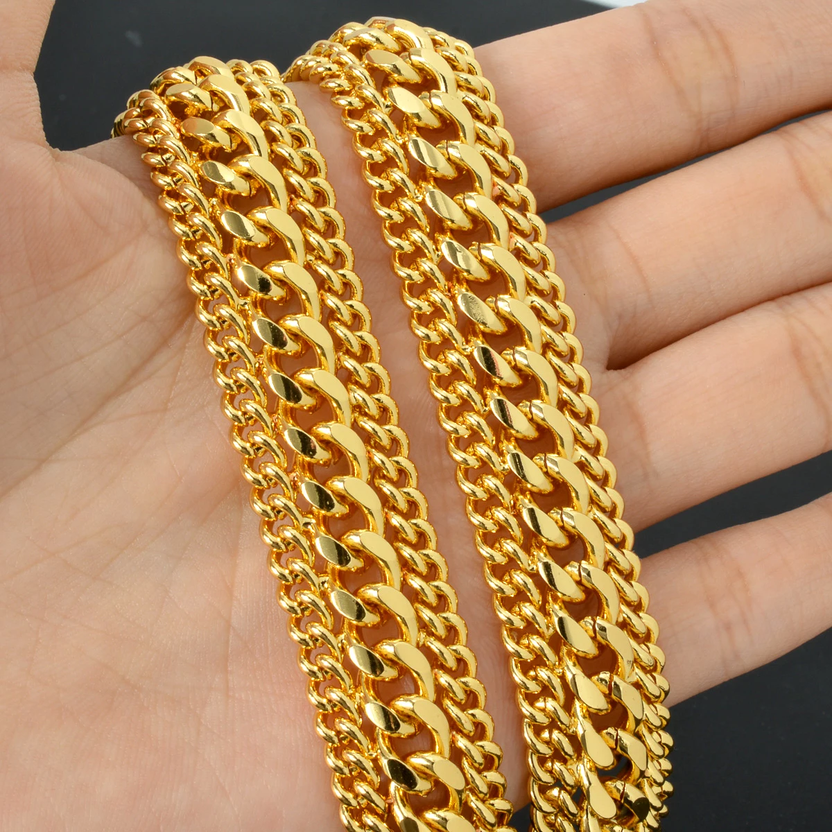 1.5cm Wide Chain Bracelet For Men Women 2024 New Trendy Cuban Chain Men Bracelet Classic Copper Link Chain 7in 8in Bracelet Gift