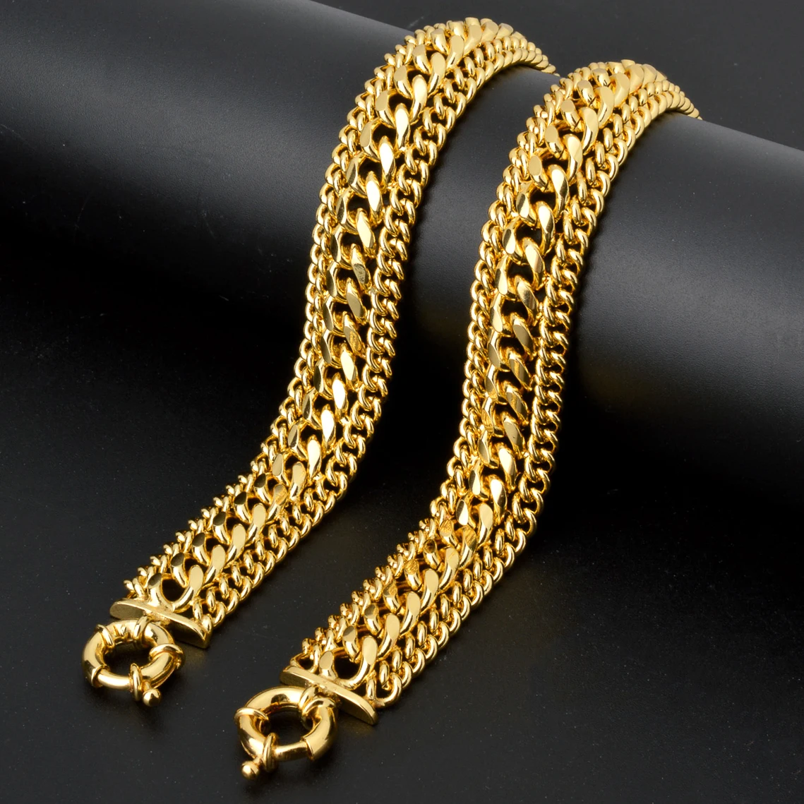 1.5cm Wide Chain Bracelet For Men Women 2024 New Trendy Cuban Chain Men Bracelet Classic Copper Link Chain 7in 8in Bracelet Gift