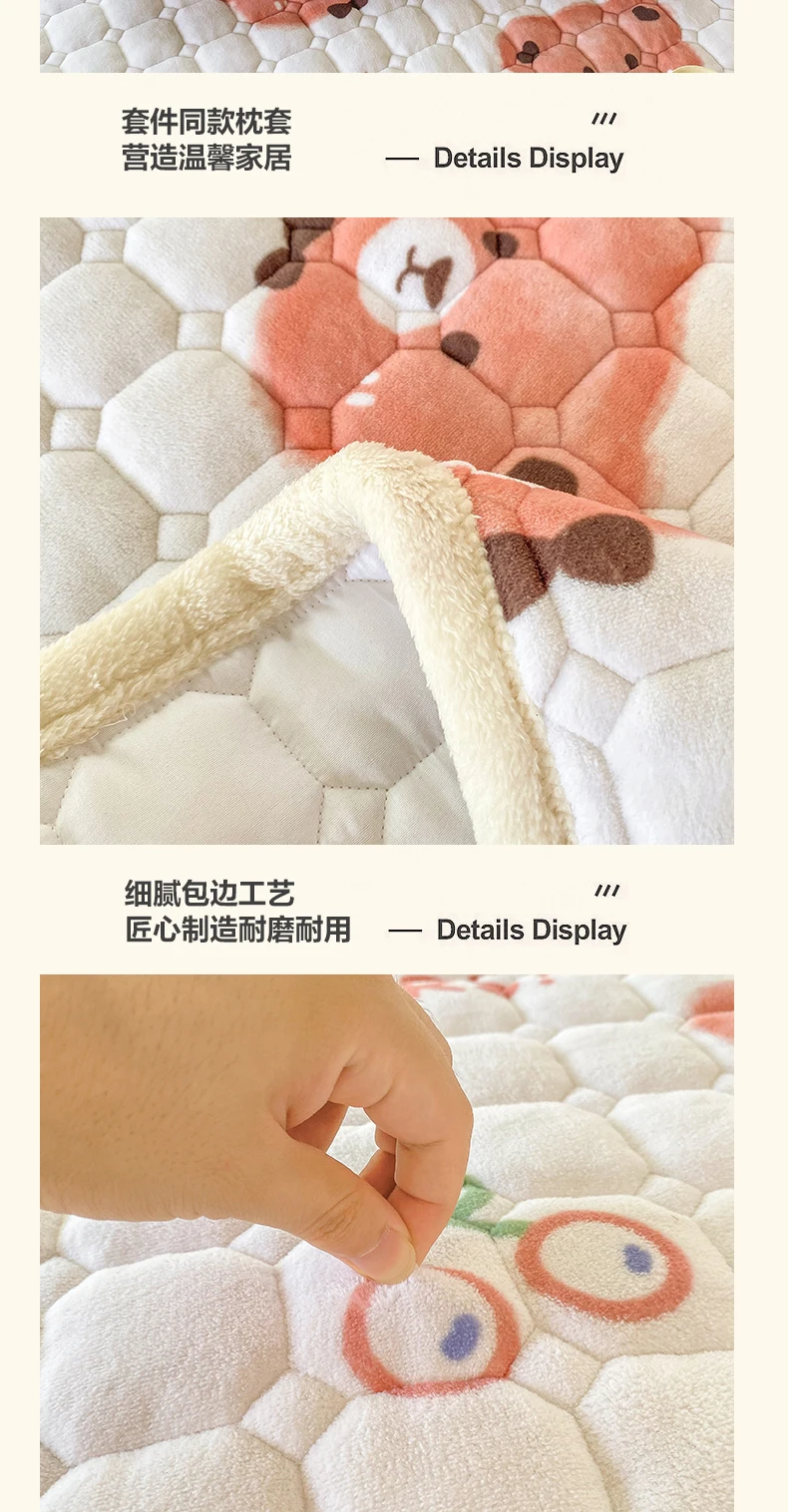 New Autumn Winter Thickened Warm Quilted Mattress Pad Cozy Durable Milk Fleece Mattress Toppers Soft Fluffy Sleep Naked Bed Pads