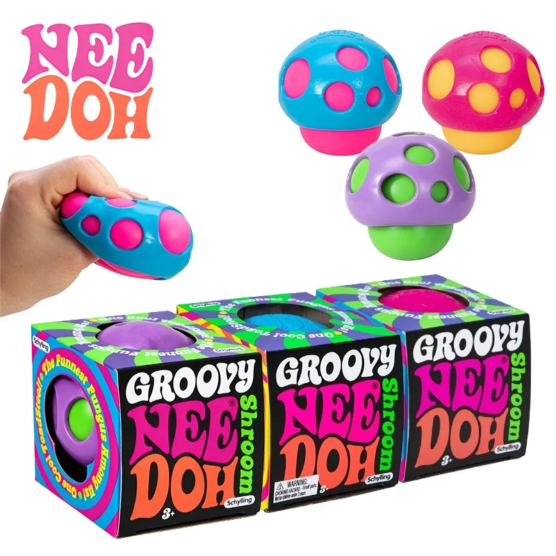 Schylling Groovy Needoh Shroom Mushroom Tactile Sensory Toy Squeeze Stress Relief Soft Dough Squishy Vent Decompression Ball