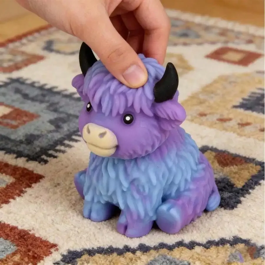 NeeDoH Scottish Highland Cow Squishy Slow Rebound Anxiety Relief Fidget Toy Squishy Toys Juegos Para Niños,Cheese Squishy
