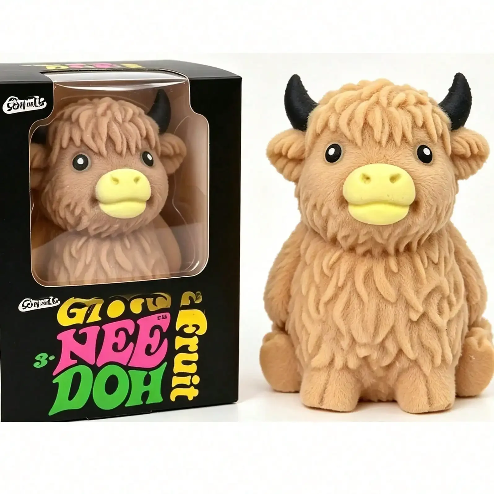 NeeDoH Scottish Highland Cow Squishy Slow Rebound Anxiety Relief Fidget Toy Squishy Toys Juegos Para Niños,Cheese Squishy