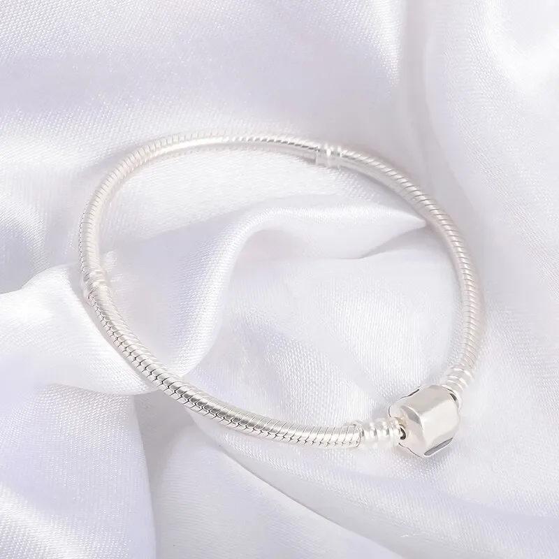 Handmade Original Fine Jewelry 925 Silver Charm Bracelet Soft Smooth Snake Bone Bracelets for Women