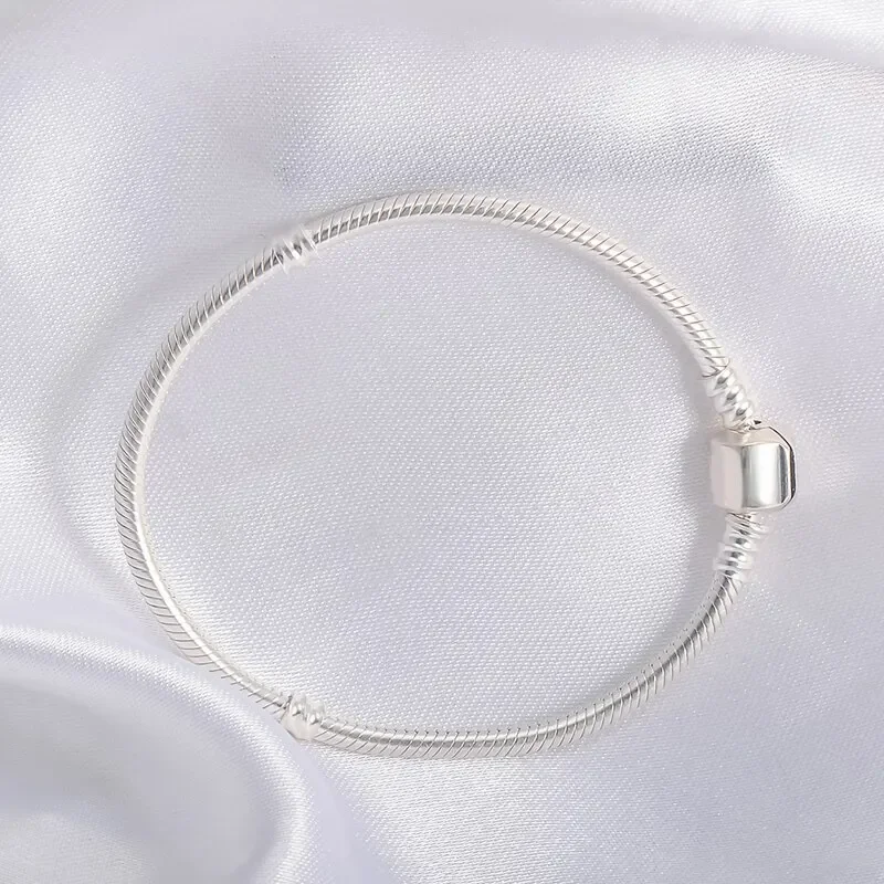 Handmade Original Fine Jewelry 925 Silver Charm Bracelet Soft Smooth Snake Bone Bracelets for Women
