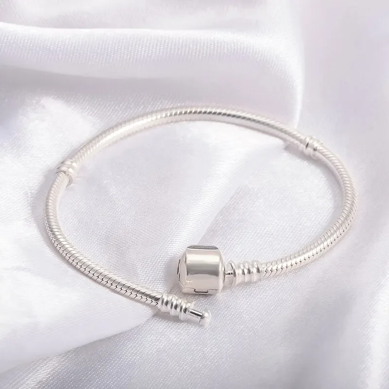 Handmade Original Fine Jewelry 925 Silver Charm Bracelet Soft Smooth Snake Bone Bracelets for Women