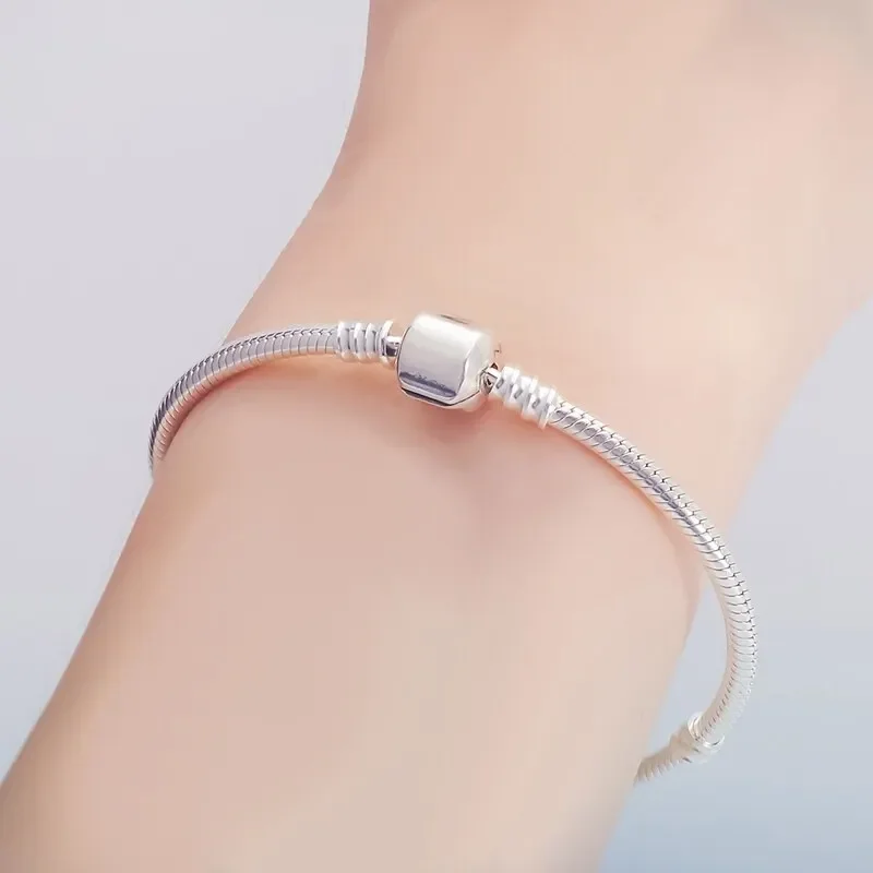 Handmade Original Fine Jewelry 925 Silver Charm Bracelet Soft Smooth Snake Bone Bracelets for Women