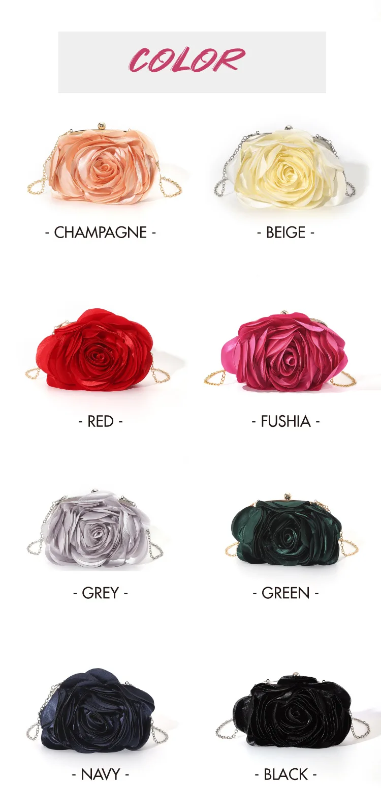 Fashion Pink Flower Petal Banquet Floral Dress Purse Evening Day Clutch Bag Women Luxury Prom Party Wedding Day Bag