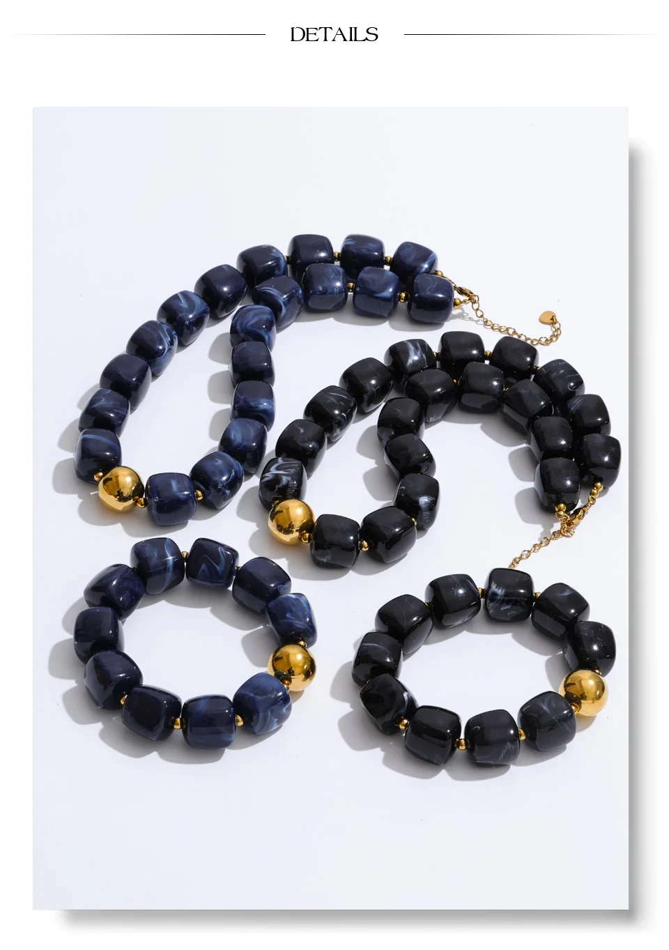 Yhpup Hot Style Handmade Jewelry Acrylic Resin Beads Chain Necklace Bracelet Stainless Steel Spring Summer Statement Accessories