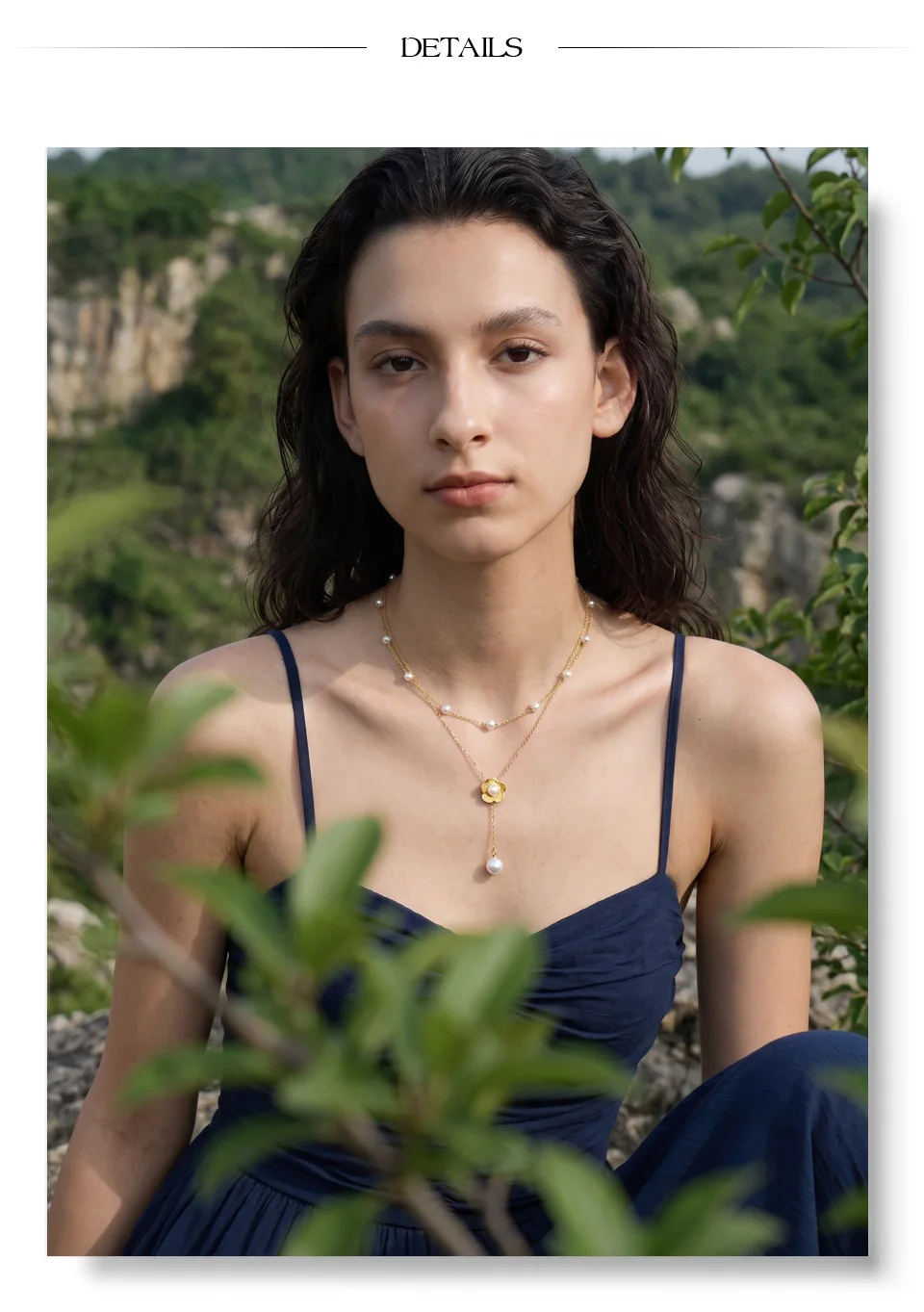 Yhpup Stainless Steel Layered Simulated Pearls Chain Flower Drop Necklace 2026 Arrivals Demure Summer Jewelry