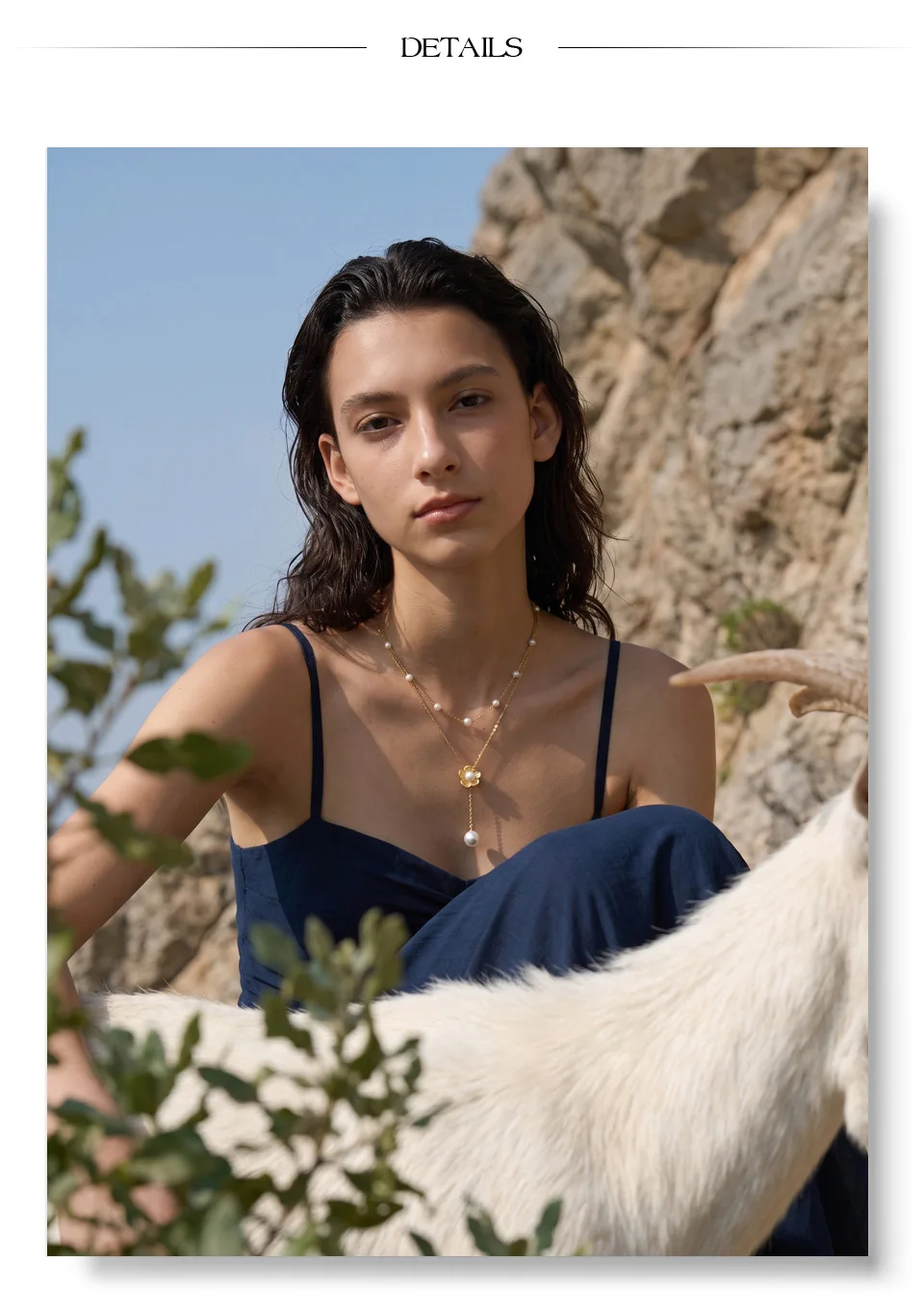 Yhpup Stainless Steel Layered Simulated Pearls Chain Flower Drop Necklace 2026 Arrivals Demure Summer Jewelry