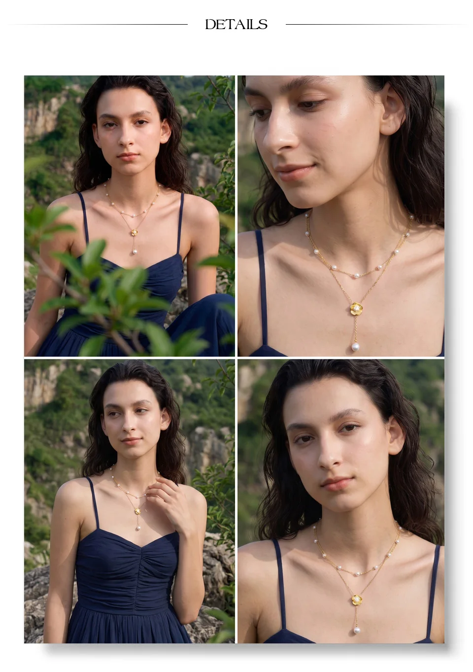 Yhpup Stainless Steel Layered Simulated Pearls Chain Flower Drop Necklace 2026 Arrivals Demure Summer Jewelry