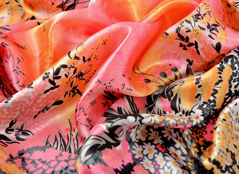 90cm Square Shawls Women Hijab Scarf For Hair Fashion Print Kerchief Neck Scarves Female Silk Satin Bag Scarfs For Ladies Banada