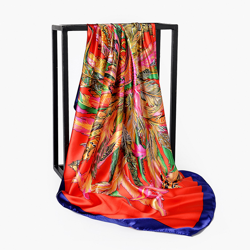 90cm Square Shawls Women Hijab Scarf For Hair Fashion Print Kerchief Neck Scarves Female Silk Satin Bag Scarfs For Ladies Banada