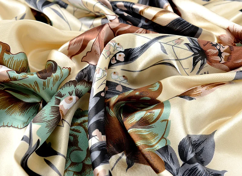 90cm Square Shawls Women Hijab Scarf For Hair Fashion Print Kerchief Neck Scarves Female Silk Satin Bag Scarfs For Ladies Banada