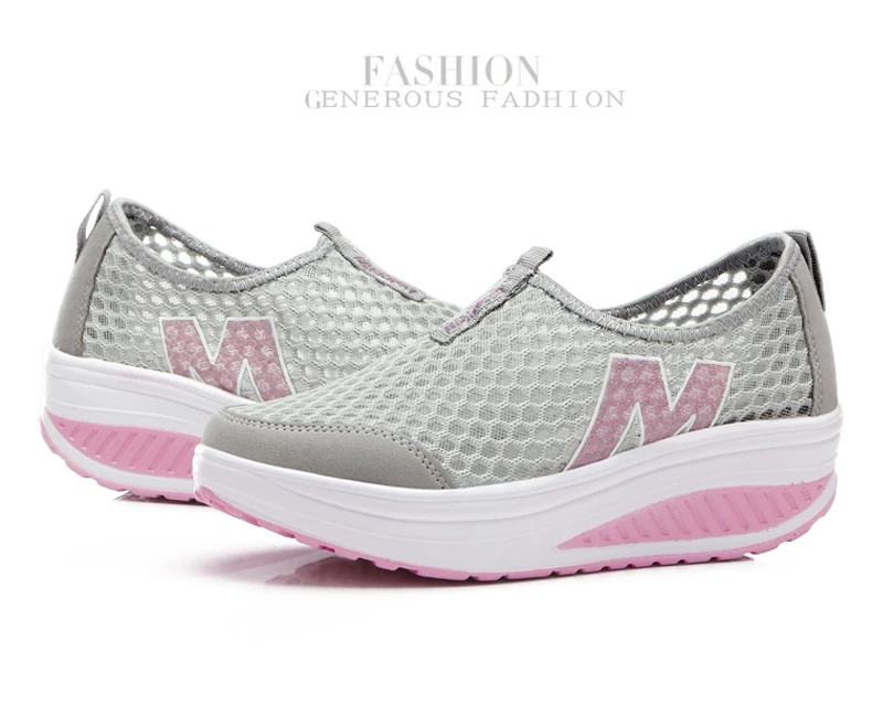 WDZKN Lightweight Breathable Air Mesh Shoes Women Casual Summer Flat Platform Shoes Woman Slip On Swing Shoes Big Size 34-42