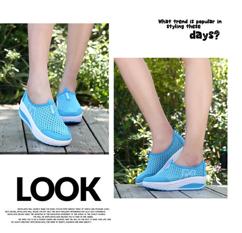 WDZKN Lightweight Breathable Air Mesh Shoes Women Casual Summer Flat Platform Shoes Woman Slip On Swing Shoes Big Size 34-42