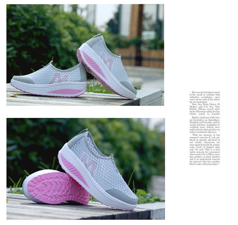 WDZKN Lightweight Breathable Air Mesh Shoes Women Casual Summer Flat Platform Shoes Woman Slip On Swing Shoes Big Size 34-42