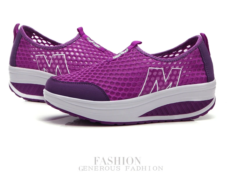 WDZKN Lightweight Breathable Air Mesh Shoes Women Casual Summer Flat Platform Shoes Woman Slip On Swing Shoes Big Size 34-42