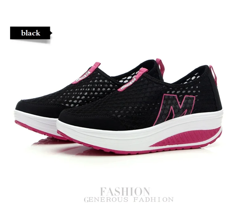 WDZKN Lightweight Breathable Air Mesh Shoes Women Casual Summer Flat Platform Shoes Woman Slip On Swing Shoes Big Size 34-42