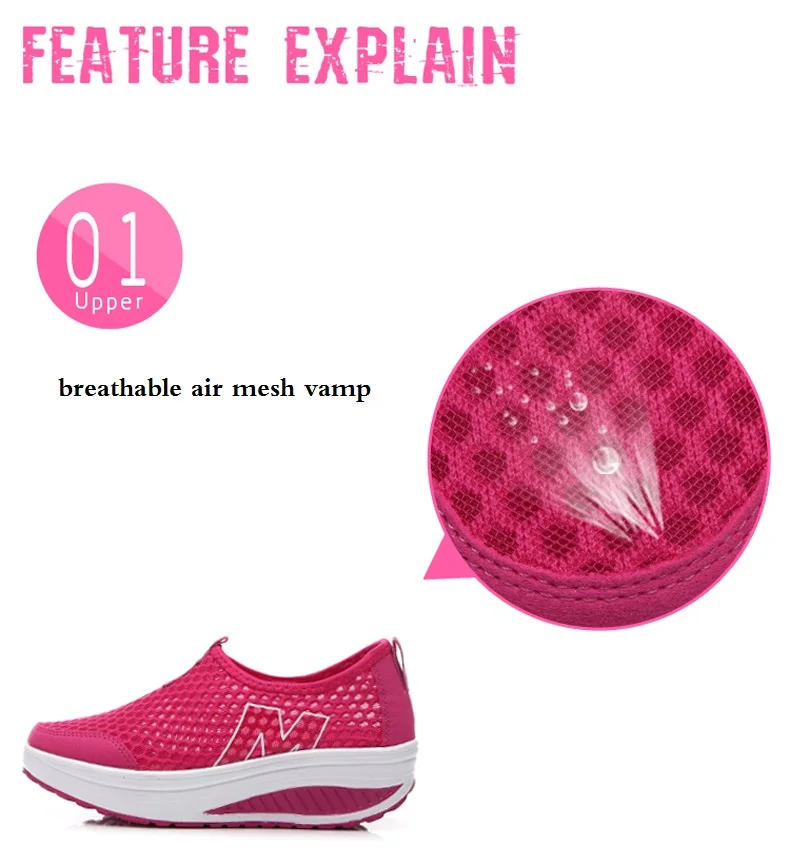 WDZKN Lightweight Breathable Air Mesh Shoes Women Casual Summer Flat Platform Shoes Woman Slip On Swing Shoes Big Size 34-42