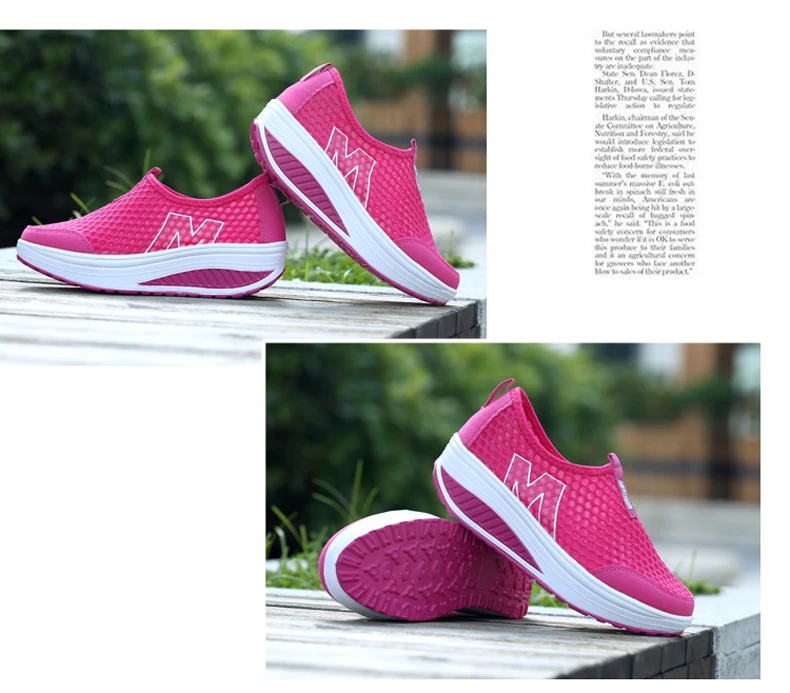 WDZKN Lightweight Breathable Air Mesh Shoes Women Casual Summer Flat Platform Shoes Woman Slip On Swing Shoes Big Size 34-42