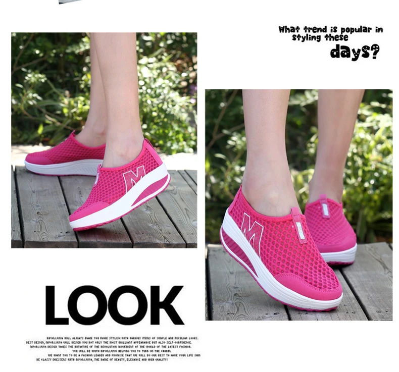 WDZKN Lightweight Breathable Air Mesh Shoes Women Casual Summer Flat Platform Shoes Woman Slip On Swing Shoes Big Size 34-42