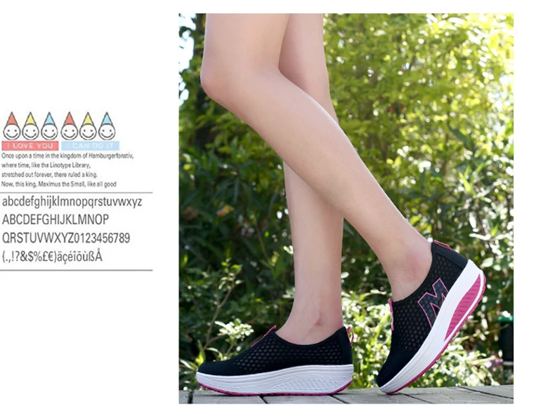 WDZKN Lightweight Breathable Air Mesh Shoes Women Casual Summer Flat Platform Shoes Woman Slip On Swing Shoes Big Size 34-42