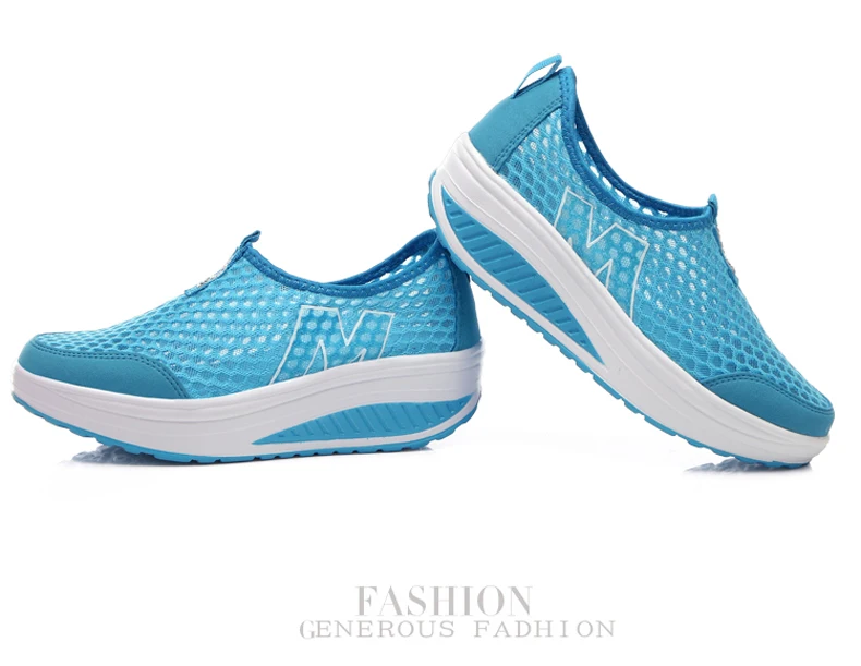 WDZKN Lightweight Breathable Air Mesh Shoes Women Casual Summer Flat Platform Shoes Woman Slip On Swing Shoes Big Size 34-42