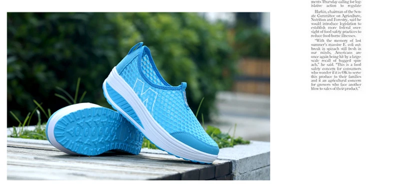 WDZKN Lightweight Breathable Air Mesh Shoes Women Casual Summer Flat Platform Shoes Woman Slip On Swing Shoes Big Size 34-42
