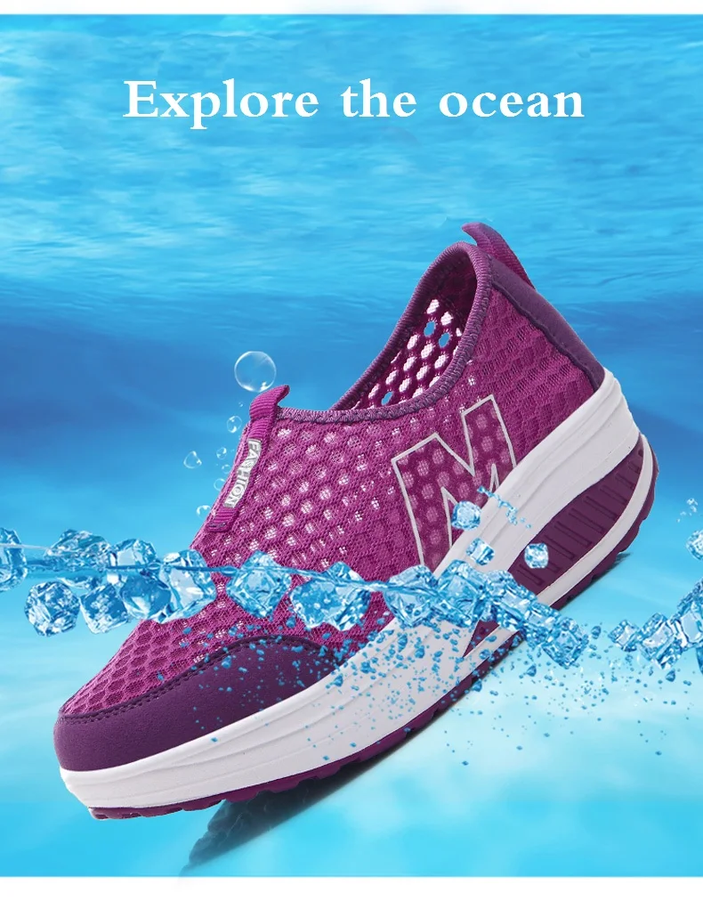 WDZKN Lightweight Breathable Air Mesh Shoes Women Casual Summer Flat Platform Shoes Woman Slip On Swing Shoes Big Size 34-42