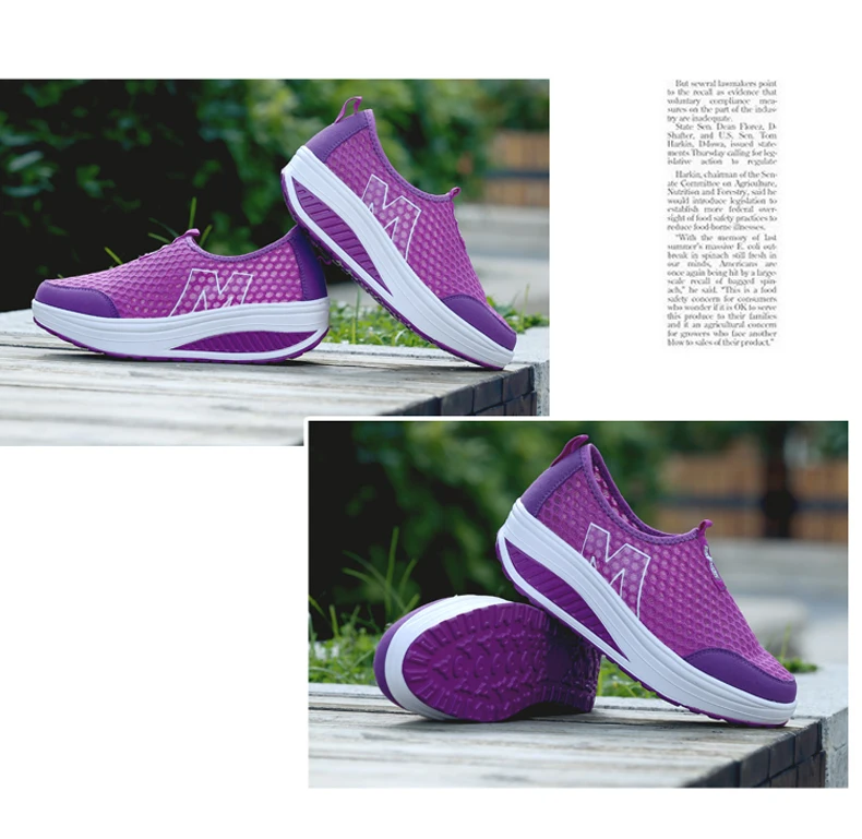 WDZKN Lightweight Breathable Air Mesh Shoes Women Casual Summer Flat Platform Shoes Woman Slip On Swing Shoes Big Size 34-42
