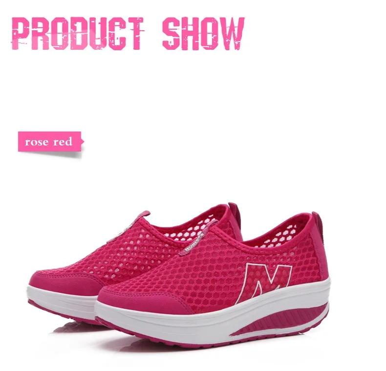 WDZKN Lightweight Breathable Air Mesh Shoes Women Casual Summer Flat Platform Shoes Woman Slip On Swing Shoes Big Size 34-42