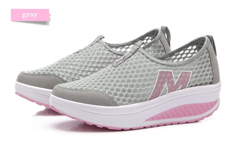 WDZKN Lightweight Breathable Air Mesh Shoes Women Casual Summer Flat Platform Shoes Woman Slip On Swing Shoes Big Size 34-42
