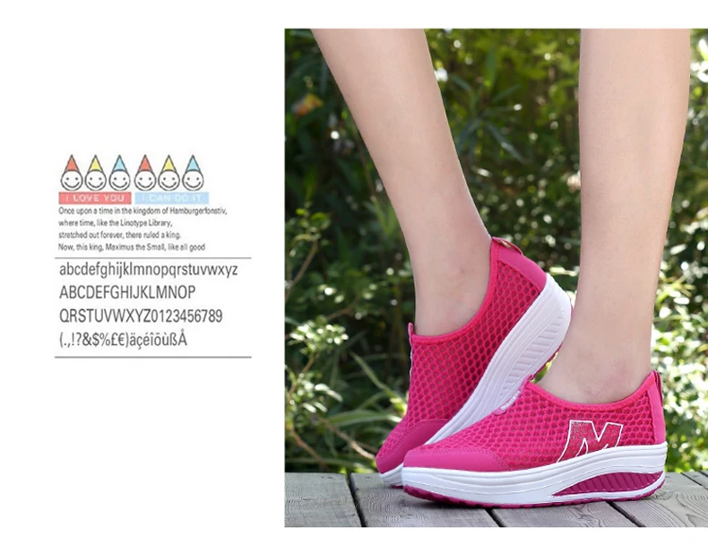 WDZKN Lightweight Breathable Air Mesh Shoes Women Casual Summer Flat Platform Shoes Woman Slip On Swing Shoes Big Size 34-42