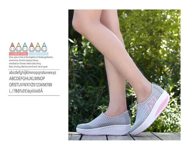 WDZKN Lightweight Breathable Air Mesh Shoes Women Casual Summer Flat Platform Shoes Woman Slip On Swing Shoes Big Size 34-42