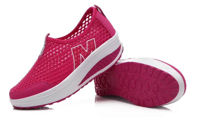 WDZKN Lightweight Breathable Air Mesh Shoes Women Casual Summer Flat Platform Shoes Woman Slip On Swing Shoes Big Size 34-42