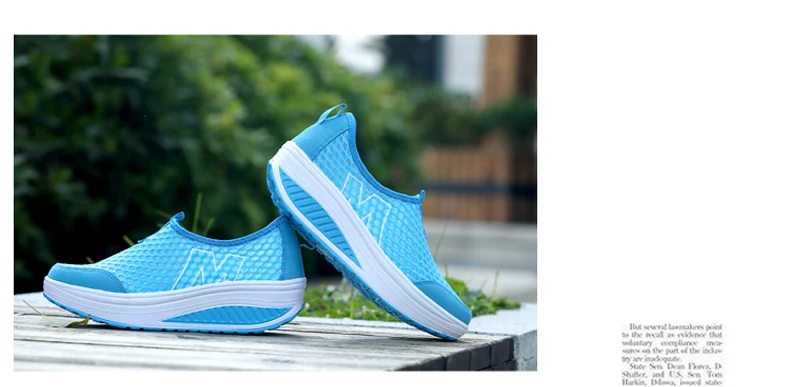 WDZKN Lightweight Breathable Air Mesh Shoes Women Casual Summer Flat Platform Shoes Woman Slip On Swing Shoes Big Size 34-42