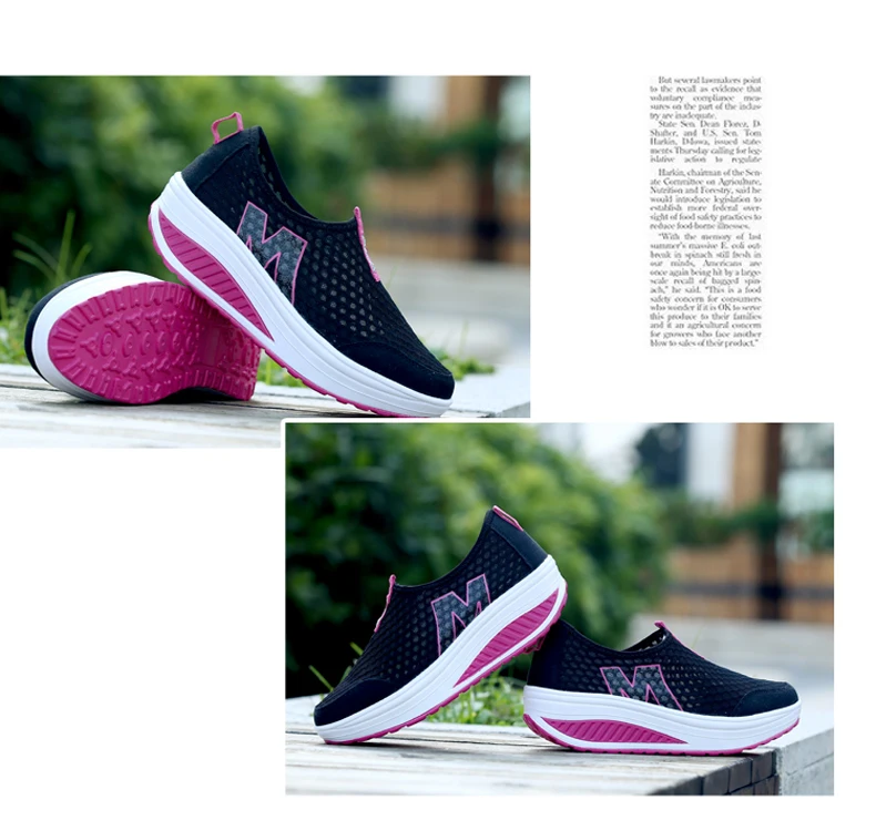 WDZKN Lightweight Breathable Air Mesh Shoes Women Casual Summer Flat Platform Shoes Woman Slip On Swing Shoes Big Size 34-42