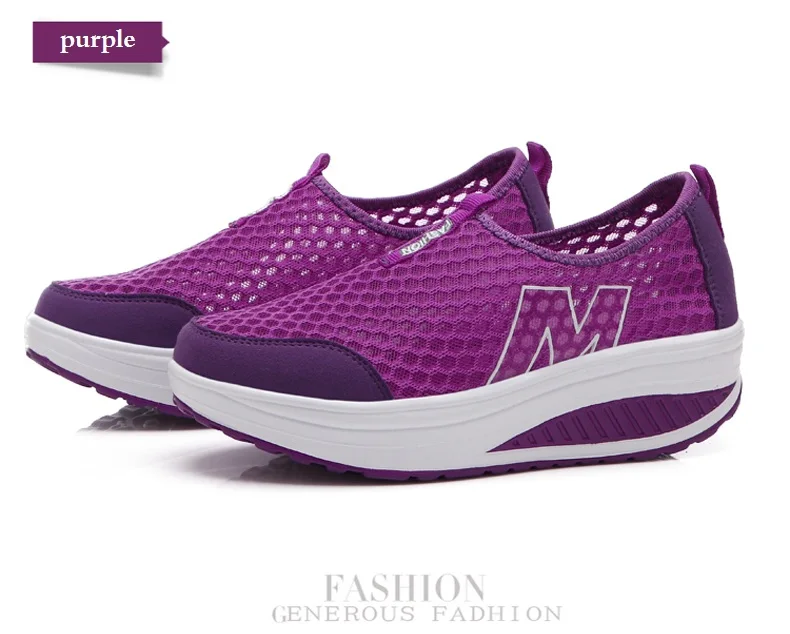 WDZKN Lightweight Breathable Air Mesh Shoes Women Casual Summer Flat Platform Shoes Woman Slip On Swing Shoes Big Size 34-42