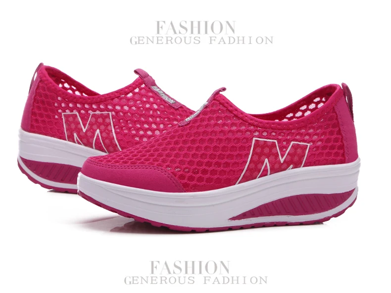 WDZKN Lightweight Breathable Air Mesh Shoes Women Casual Summer Flat Platform Shoes Woman Slip On Swing Shoes Big Size 34-42