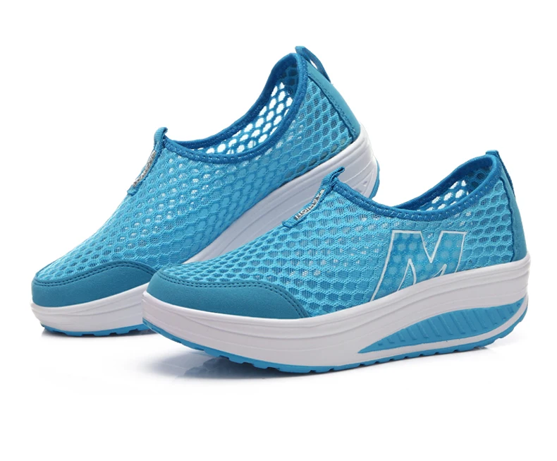WDZKN Lightweight Breathable Air Mesh Shoes Women Casual Summer Flat Platform Shoes Woman Slip On Swing Shoes Big Size 34-42